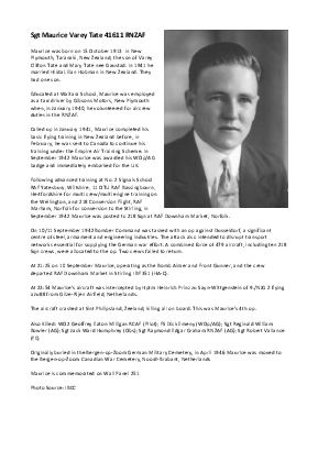 A preview of a PDF biography for Tate, Maurice Varey